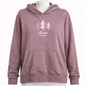 Whistler Canada Embroidered Heavyweight Hoodie Sweatshirt Purple Mauve Size XL